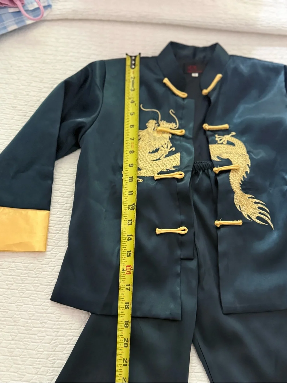 Gold-Embroidered Dragon Satin suit - Black & Gold Chinese costume